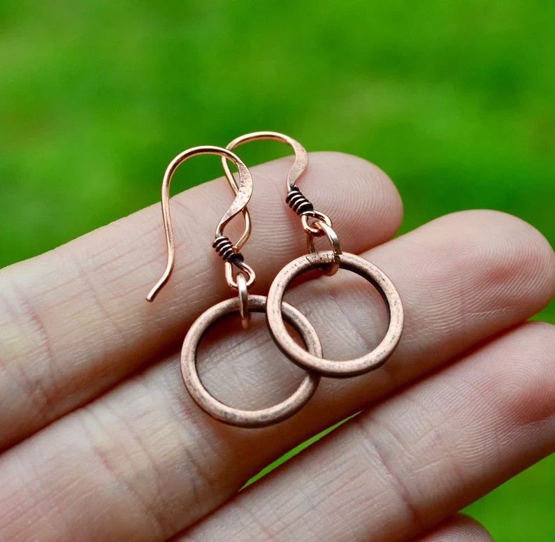 1 Pair Pure Copper Healing Spiral Hook Earrings, Jewelry Spiritual Kriya