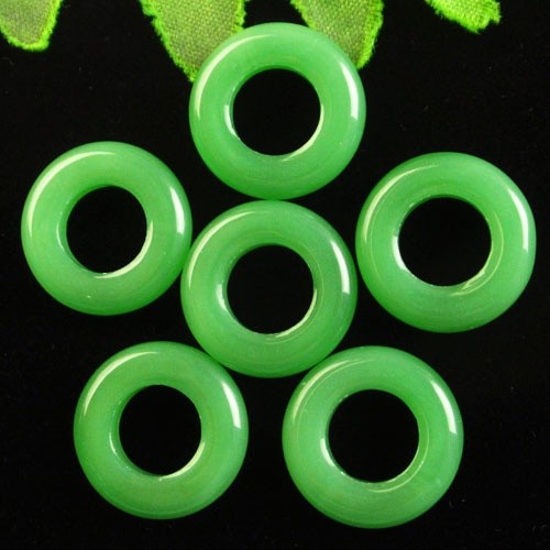 500pcs Green Jade Donut Pendant Bead 19x4mm