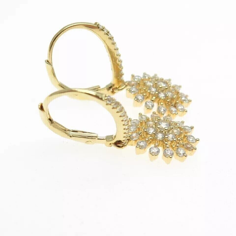 2Ct Round Cut Simulated Diamond Drop Dangle Earrings In 14k Yellow Gold Plated