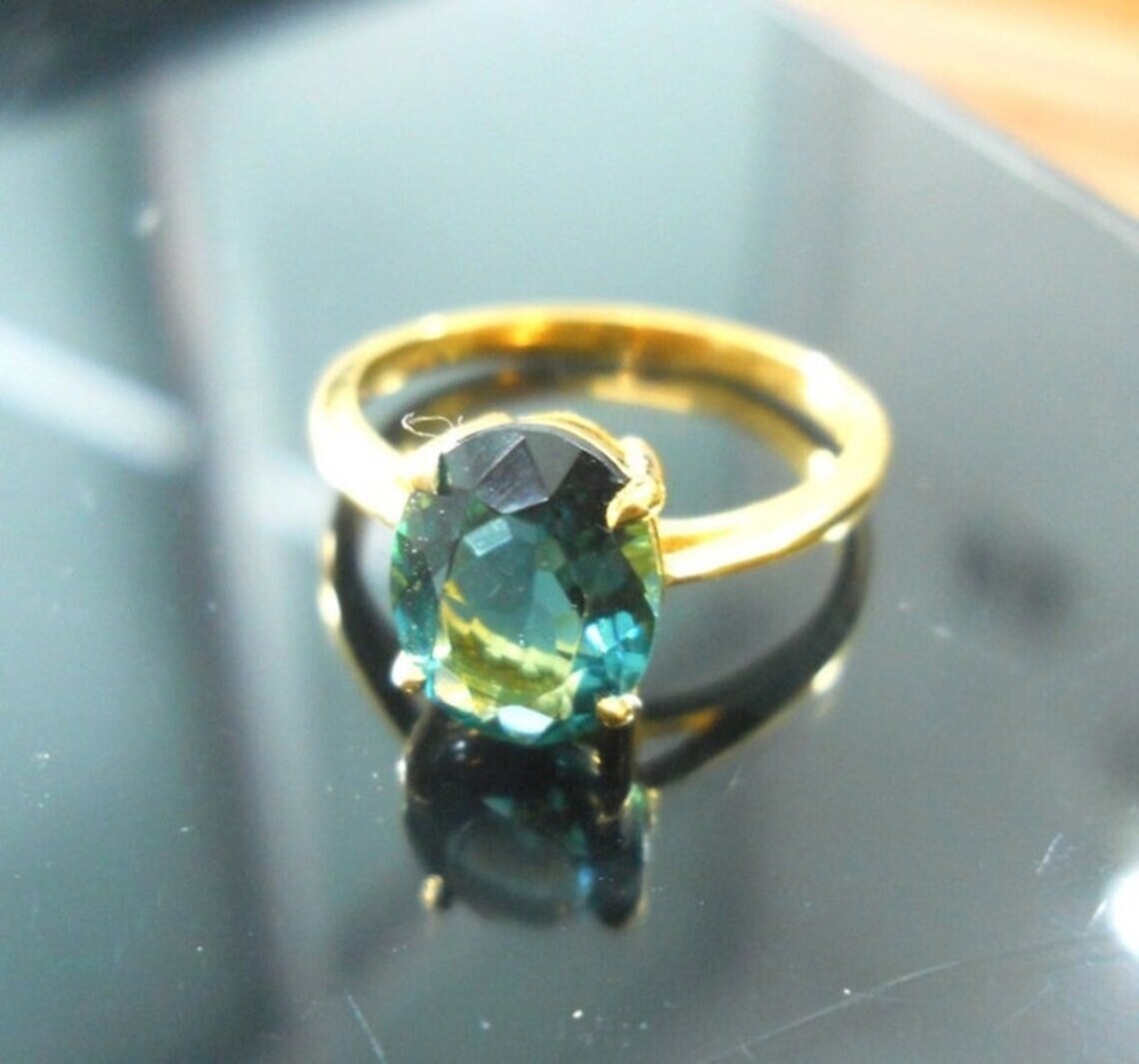 5.15 Carat Teal Sapphire Ring-Peacock Green Sapphire Engagement Anniversary Ring