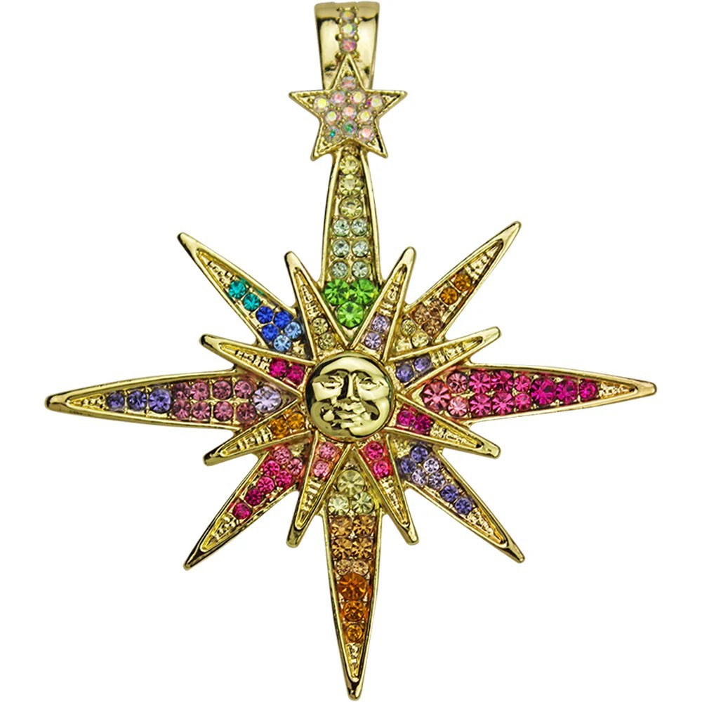 Kirks Folly Metallic Seaview Moon Super Star Foldover Pendant Goldtone