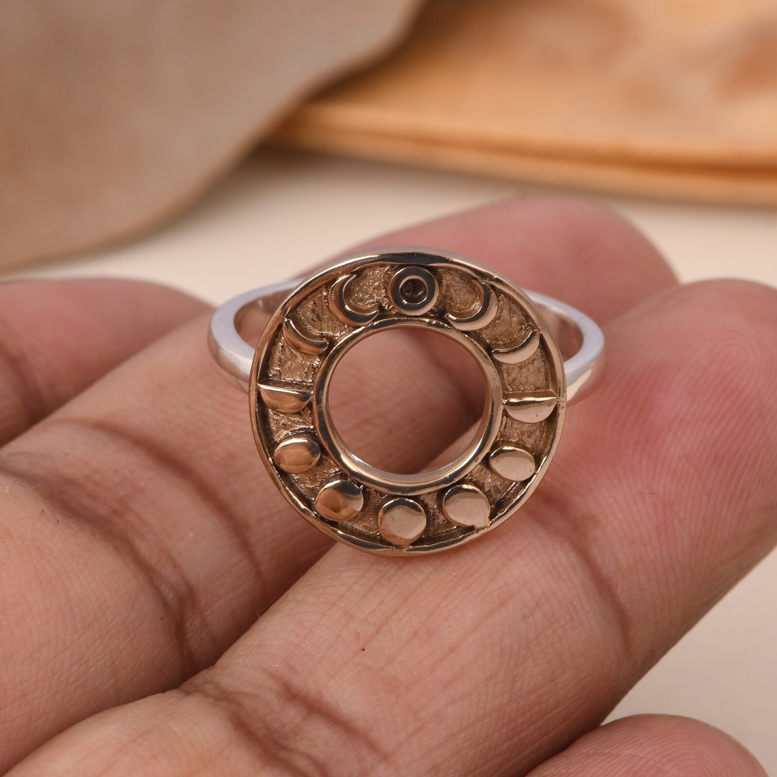 Star Moon Ring, Star Ring, Moon Ring- celestial Jewelry, Two Tone Gift Rings