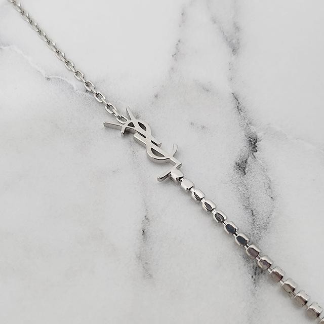 Saint Laurent YSL Cassandre Logo Rhinestone Bracelet