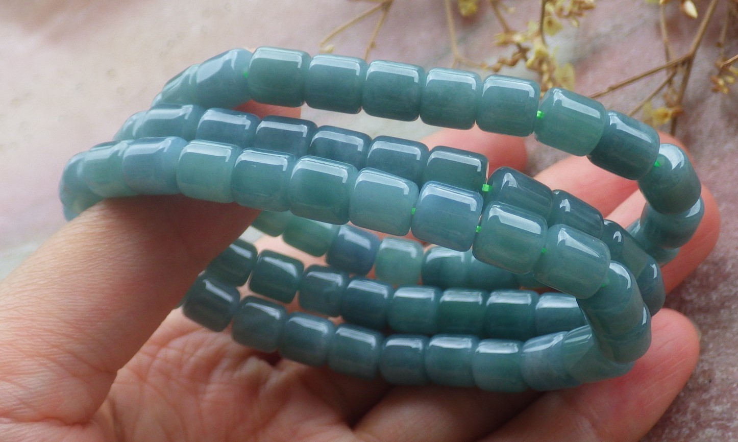 1 Pcs Icy Green 100% A JADE Jadeite Bead Beads Bangle Bracelet 7 inches 734761