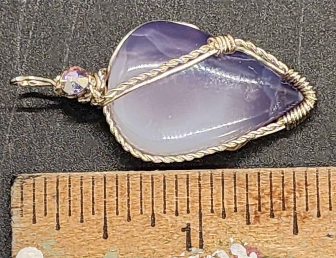Handcrafted Sterling Silver Wire Wrapped Purple Chalcedony Pendant