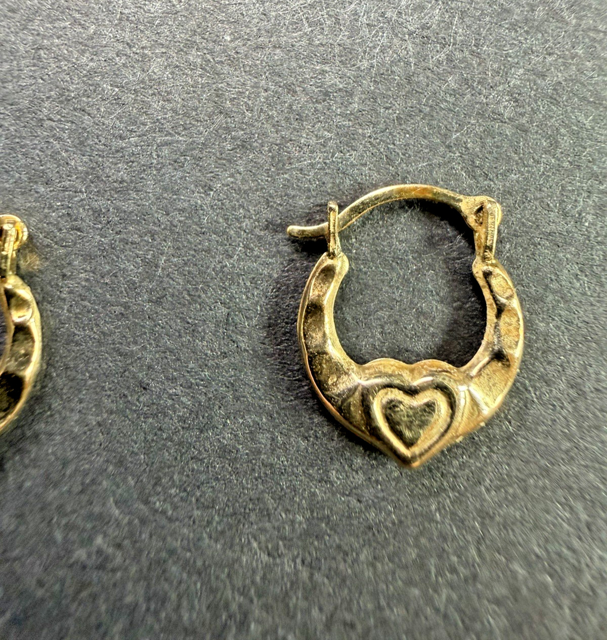 Signed RL 10K Yellow Gold Heart Friendship Dainty Earrings