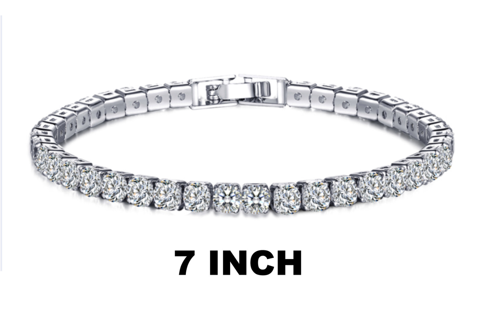 Stunning Round Brilliant Cut Cubic Zirconia Sterling Silver 7″ Tennis Bracelet