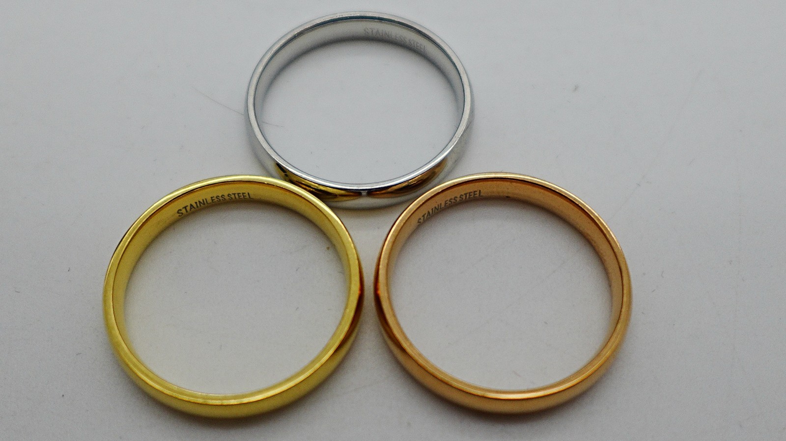 Gem Stone King Tri-Color Stacking Rings Set 3 Stainless Steel Bands Tri Tone 11