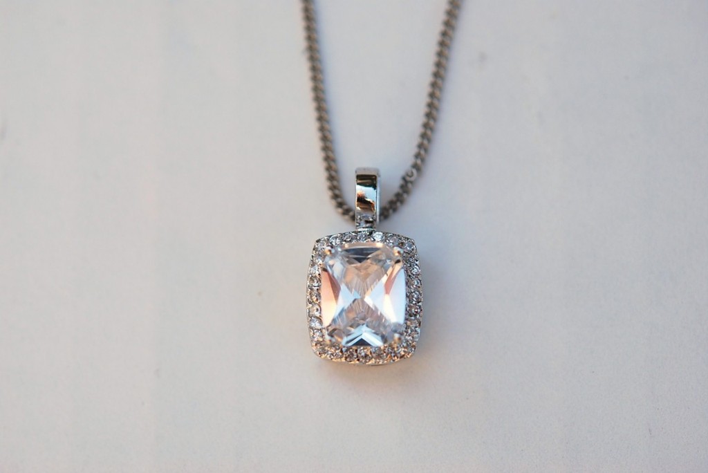 New Silver 3.00 cttw Cubic Zirconia Pave Pendant Necklace Chain 18″