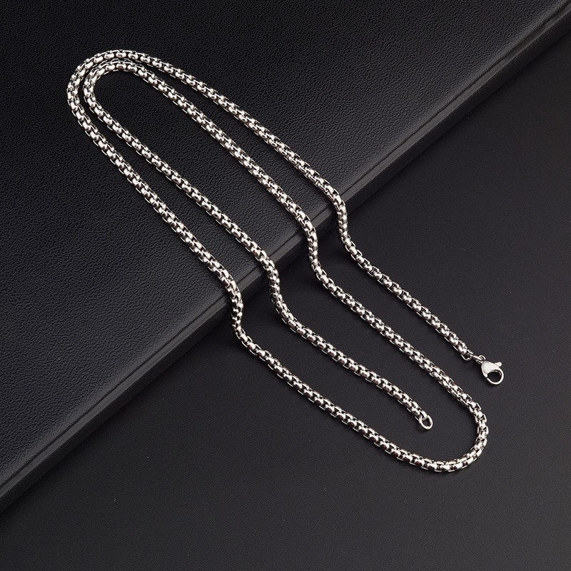 2.5mm Silver Plated Box Chain Necklace Without Pendant for Men Single Chain