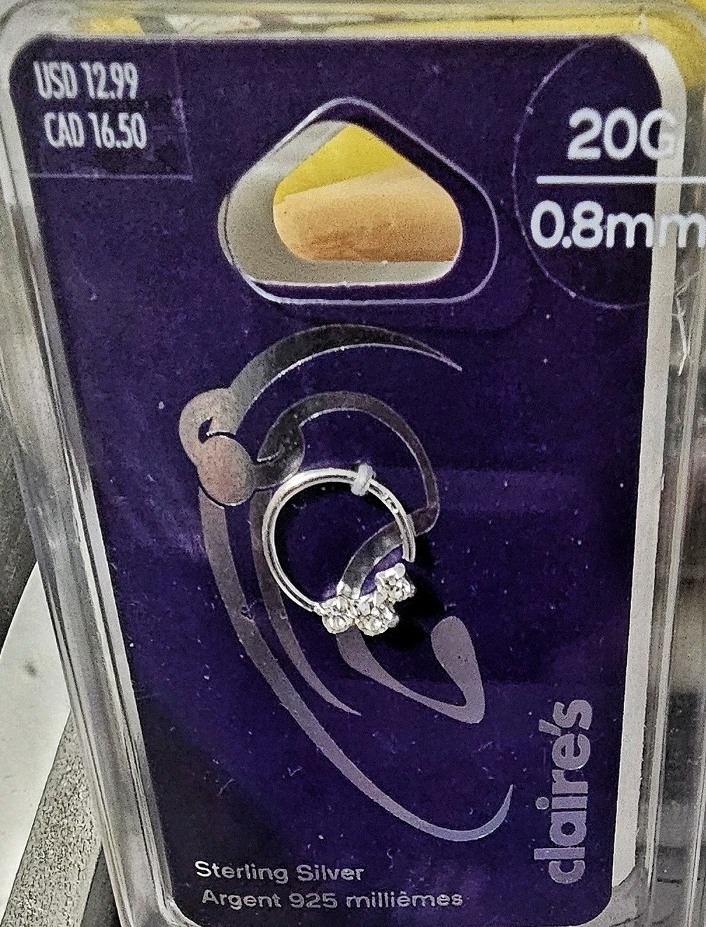 Claire’s 925 Sterling Silver Cartilage Hoop Earring 20G 0.8mm