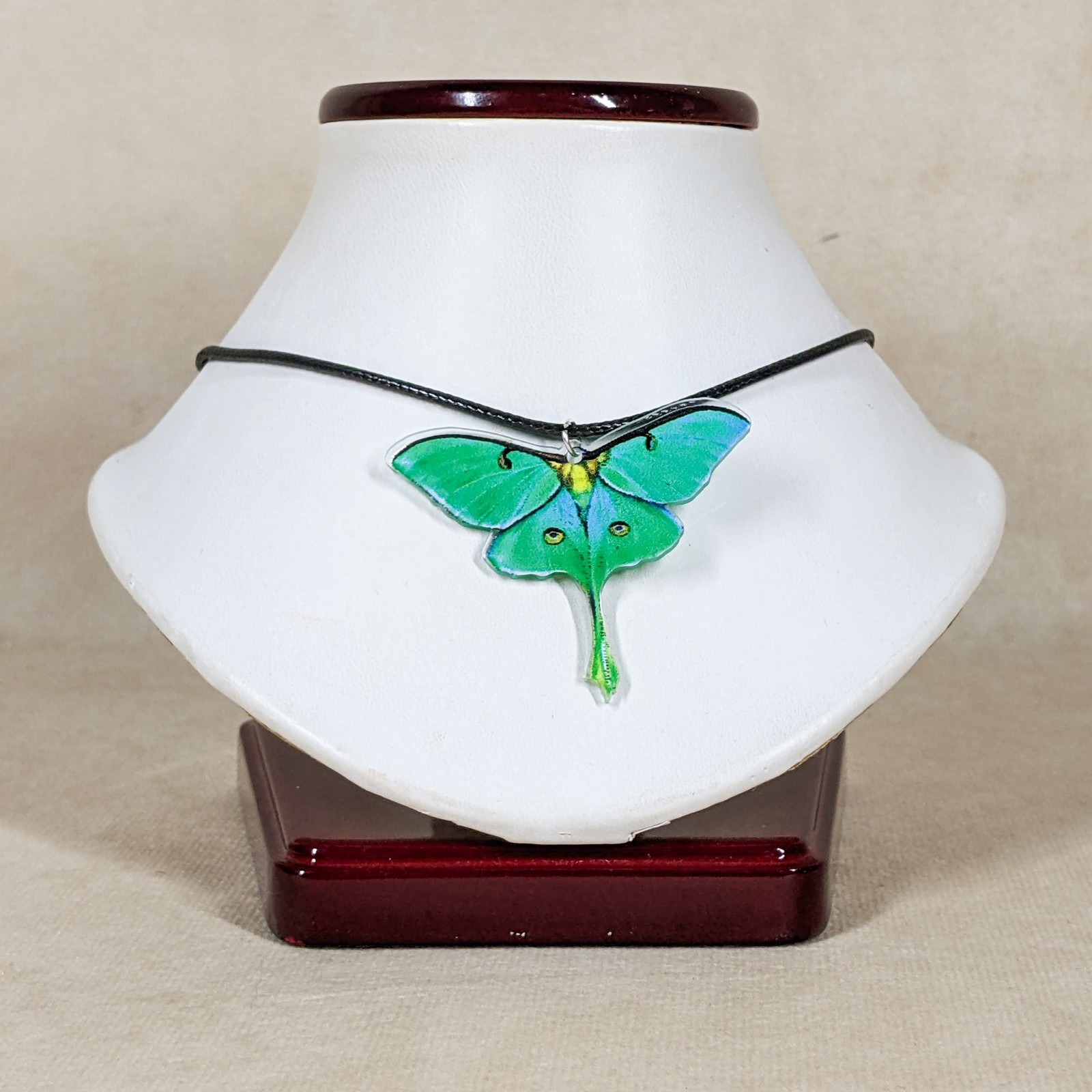 Luna Moth Black Cord Necklace acrylic Curiosity Jewelry butterfly fashion gift