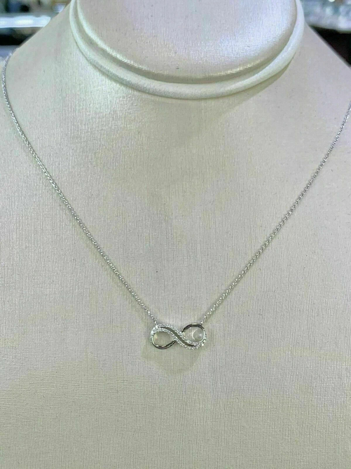 0.50Ct Round Simulated Diamond Infinity Necklace 18″ Chain 14K White Gold Plated