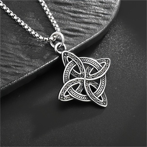 Wicca Pagan Witch Symbol Celtic Knot Pendant Triquetra Trinity Silver Necklace