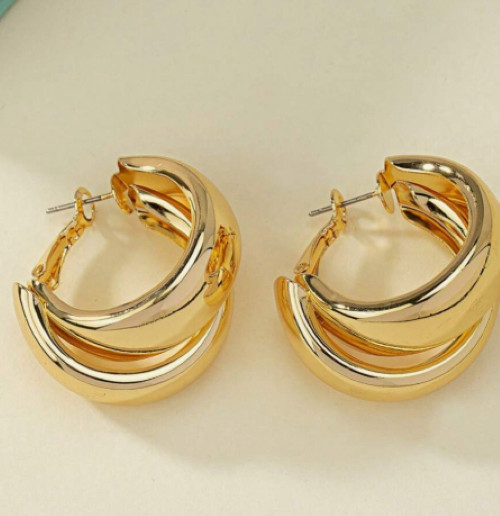 Chunky Gold Hoop Earrings Big Large Gold Tone Wide Hoop Earrings for Women