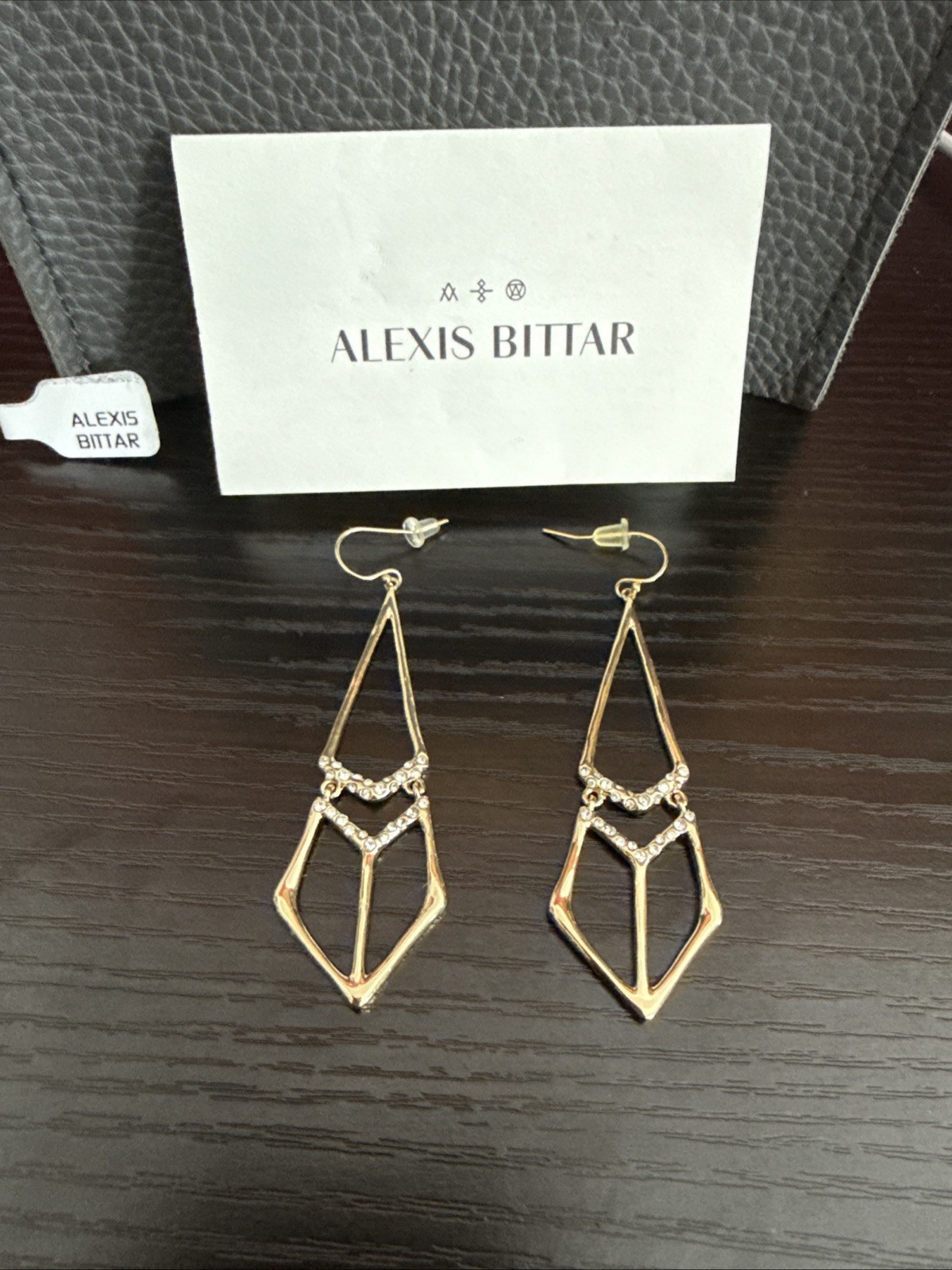 Alexis Bittar 1/20 14K Gold Filled & CZ Studded Geometric Drop Earrings