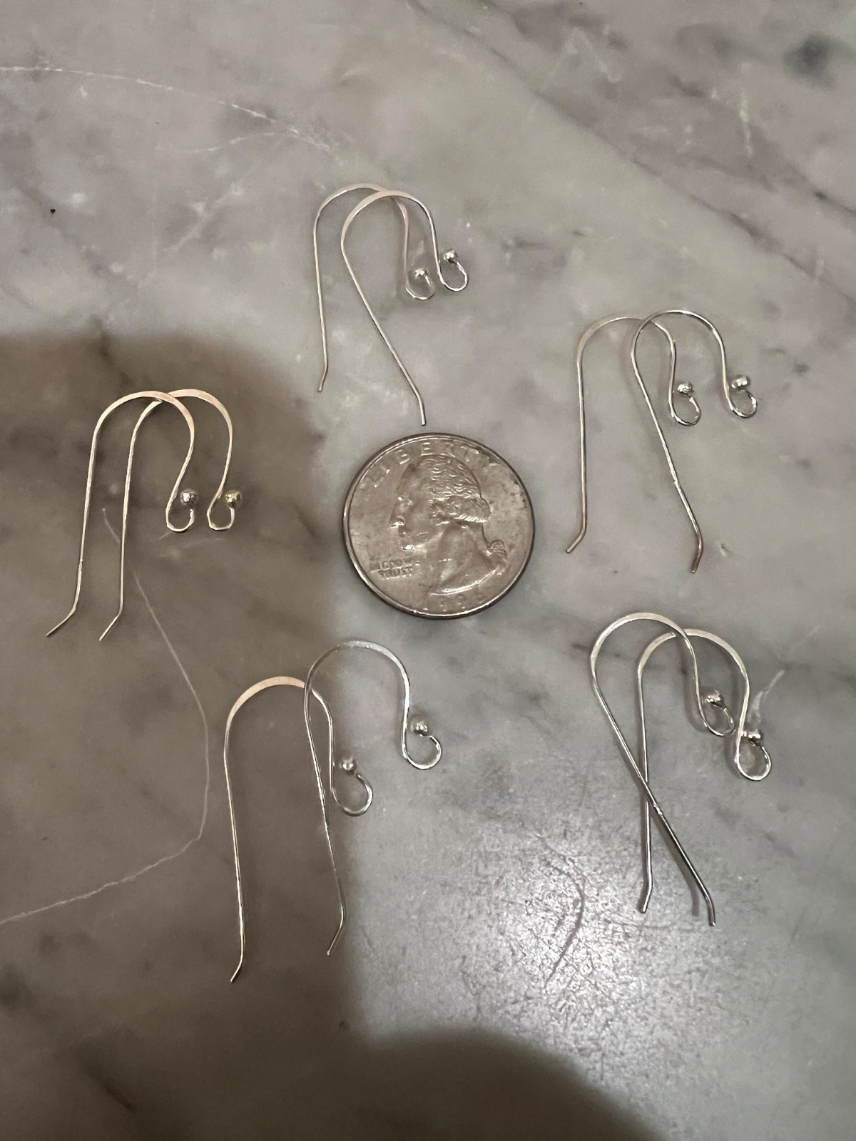 925 Solid Sterling Silver Ball End Earwire Hook Earring Findings 10pcs/5 pairs
