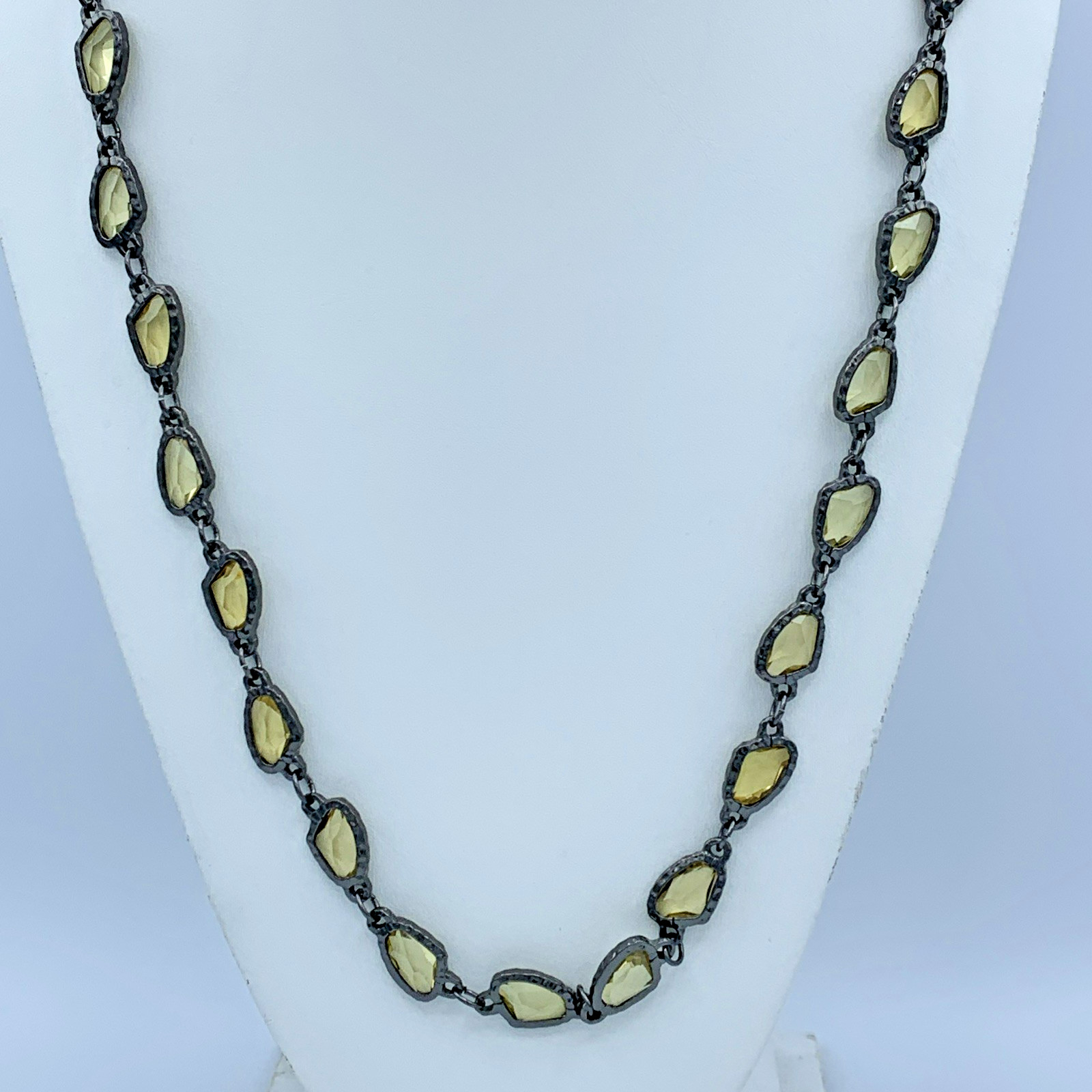 Chico’s 36 inch Black And Yellow Crystal Bezel Necklace 4-388