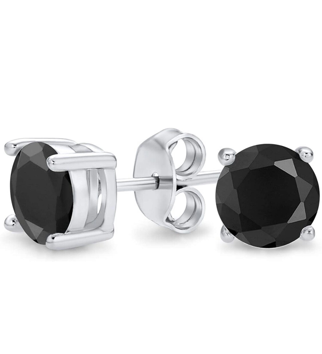 3 Pack 925 Sterling Silver Black Onyx Cubic Zirconia Stud Earrings Set Men Women