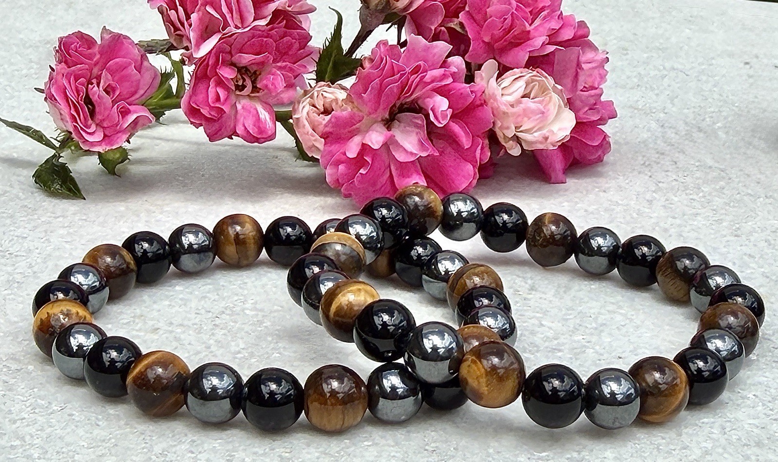 6 Pcs Protection Natural Crystal Healing Stretch Bracelets 8mm 7.5″