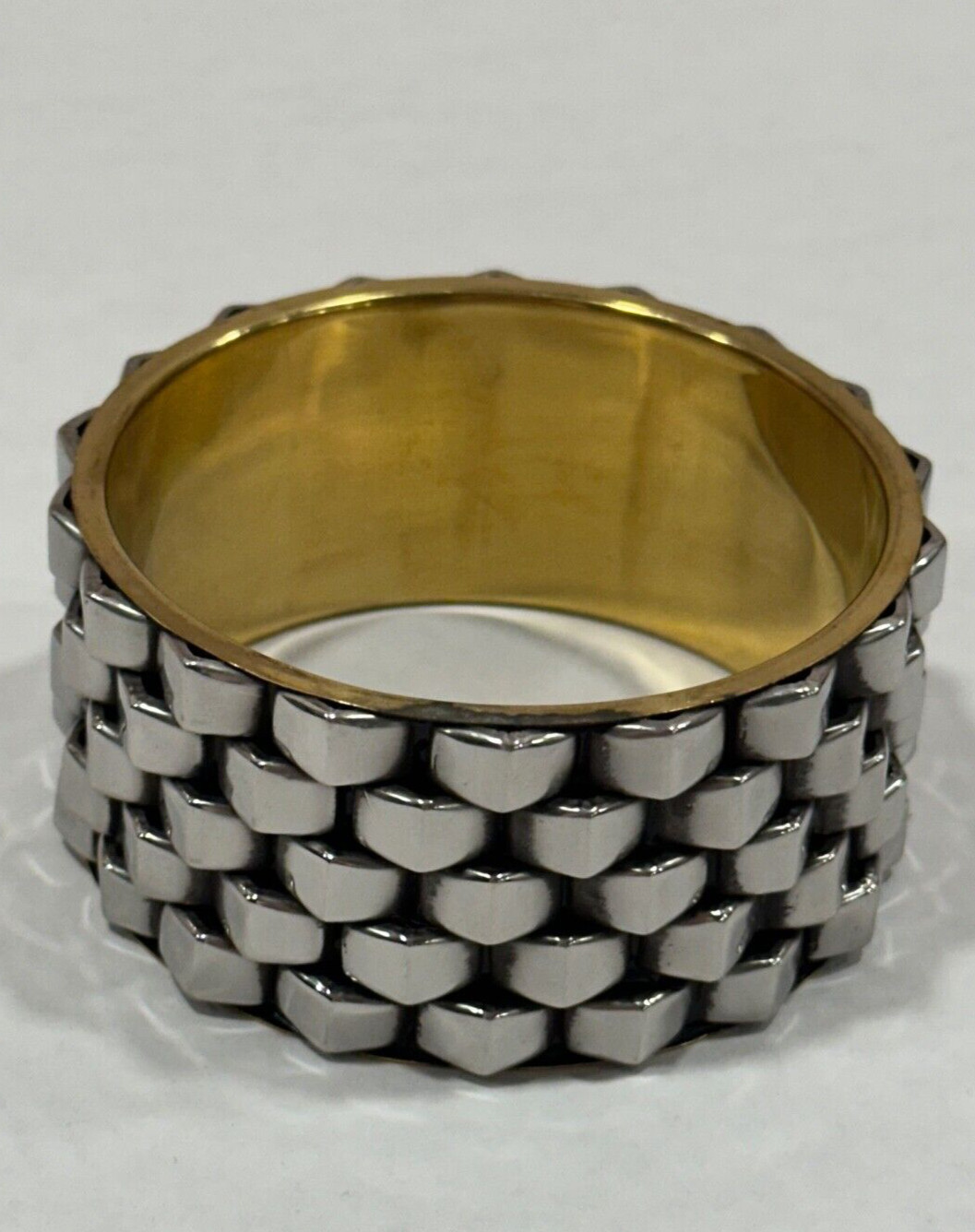 Antika Bangle Bracelet Silver and Gold Tone. 1.5” Wide And 9″ Round