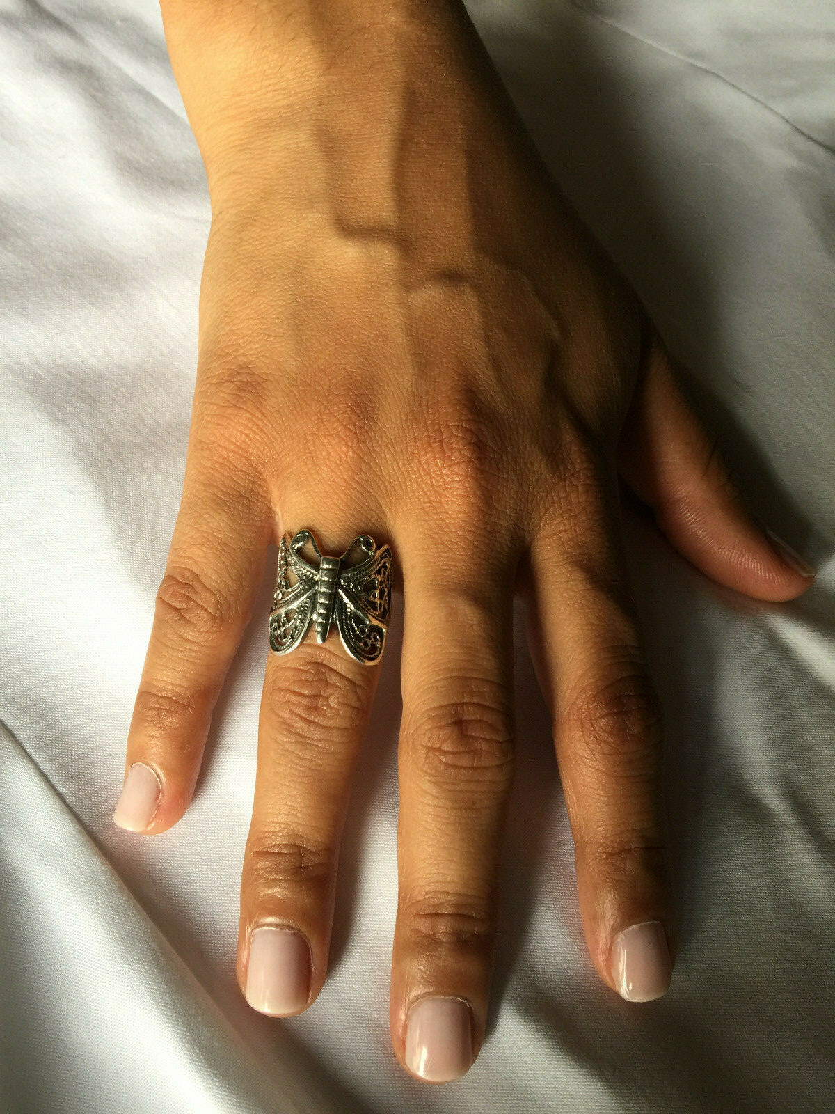 .925 Sterling Silver Butterfly Ring With Oxidized Antique Finish J59A
