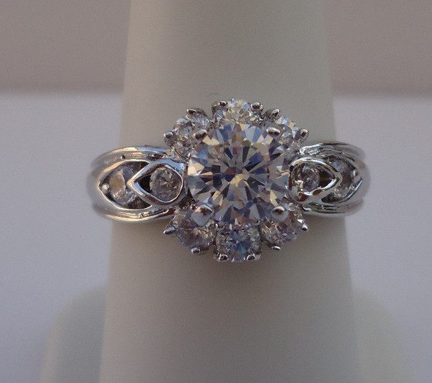 925 STERLING SILVER FLOWER RING W/ 2.50 CTS LAB SIMULATE DIAMOND SIZE 5,6,7,8,9