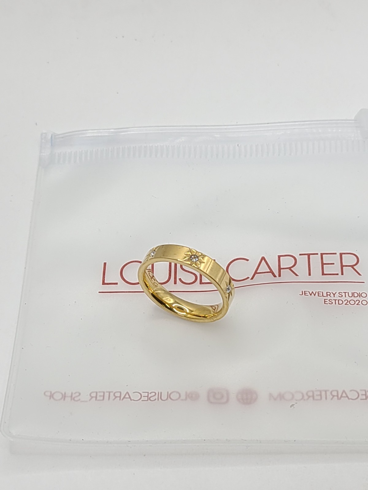 Louise Carter North Star Ring 14k gold PVD sz 7