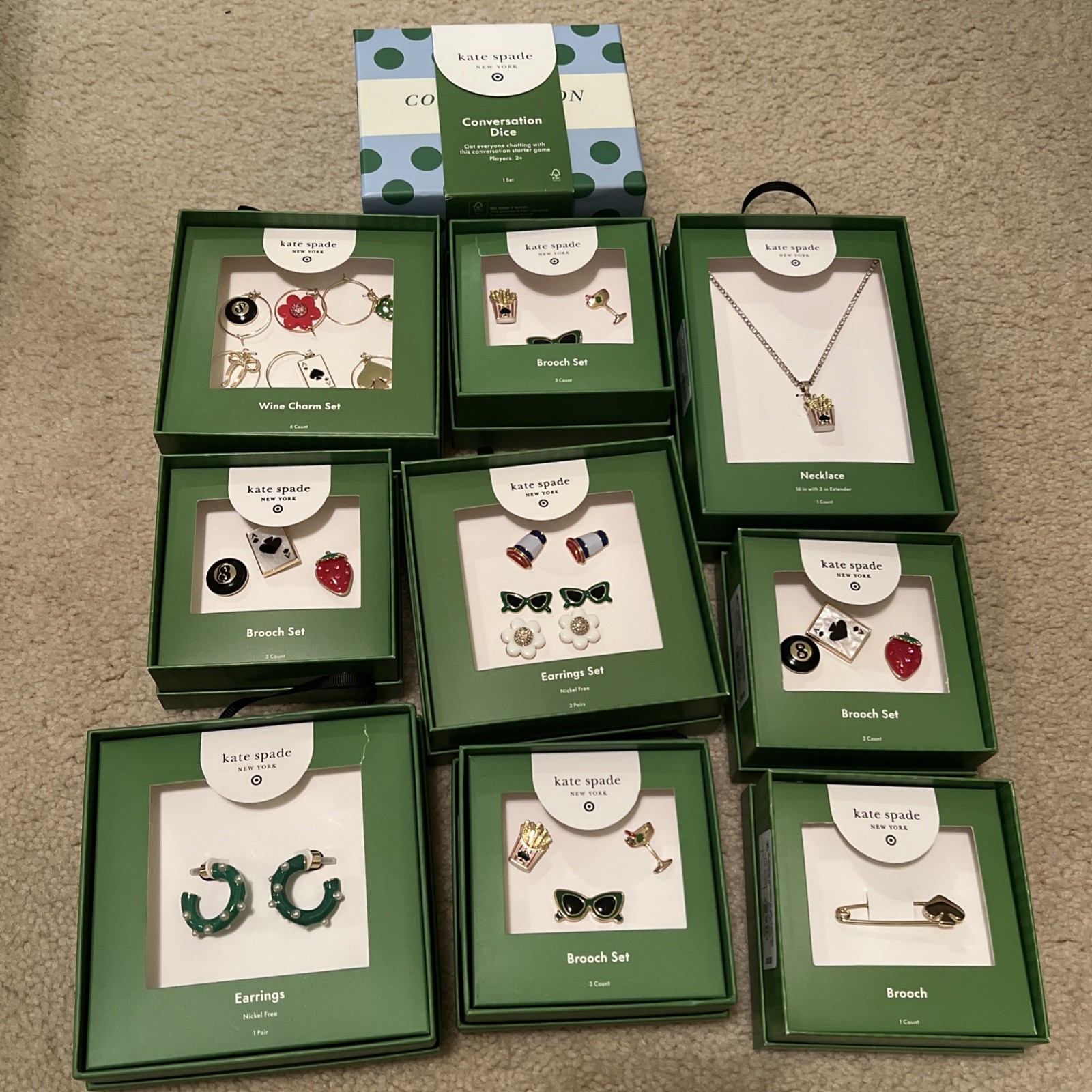 LE NWT Target Kate Spade Collab Unique Lot – 10 Items Earrings, Brooches, Etc.