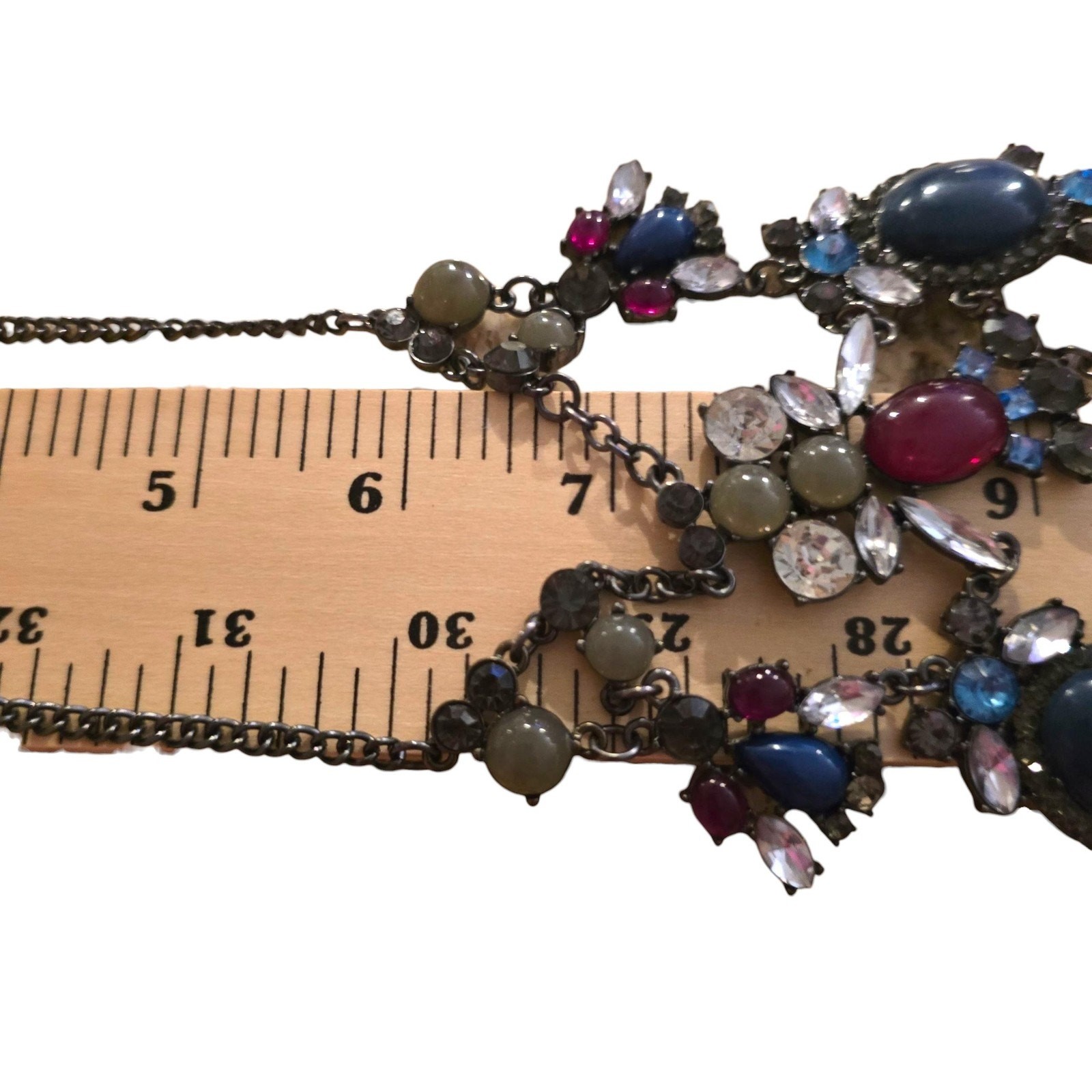 Necklace Statement Bib Multicolor Rhinestone Cabochon Pendant SKU 2490