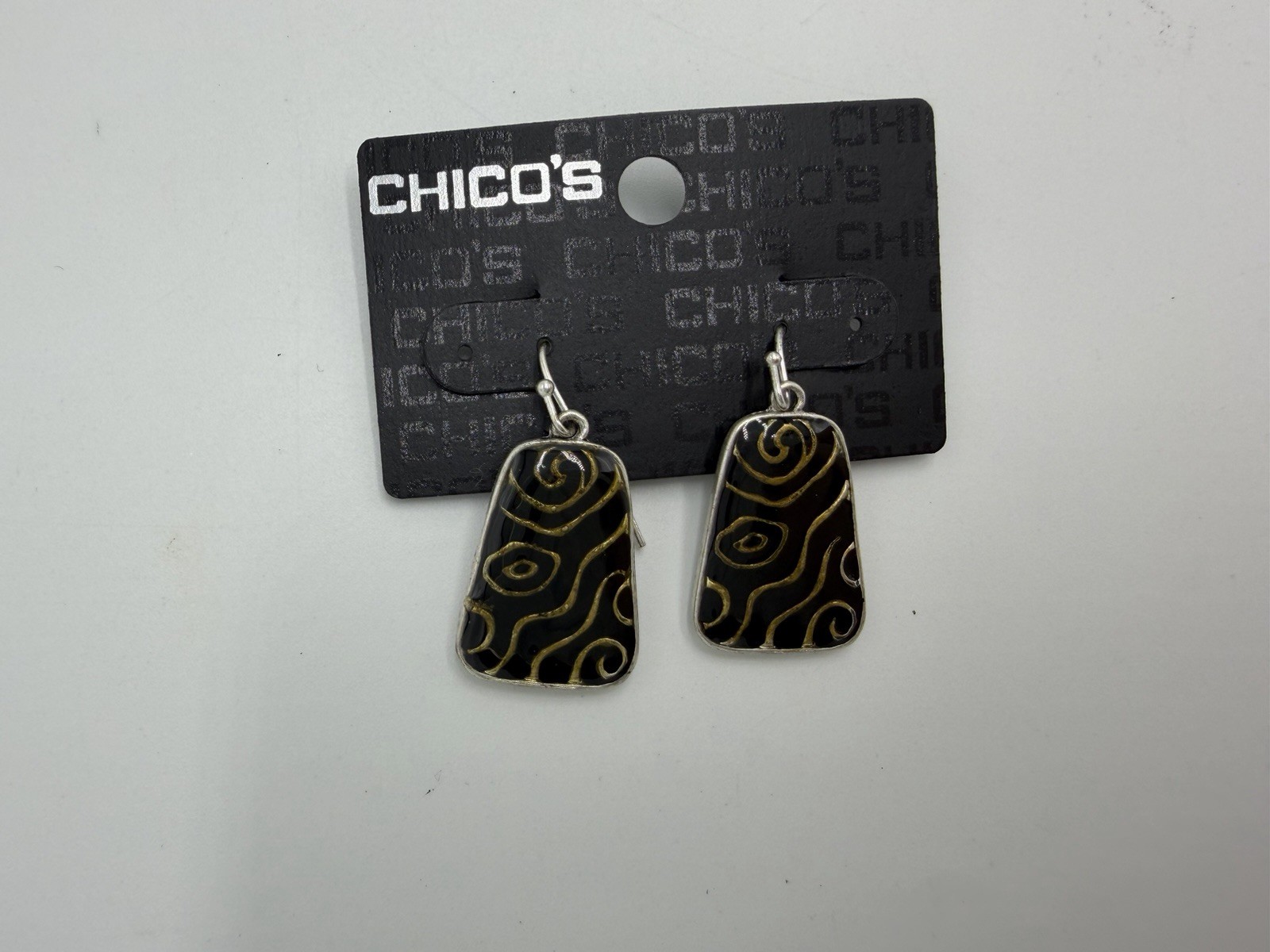 Chico’s Drop Earrings NWT Brown/Gold Silver-Tone Accents