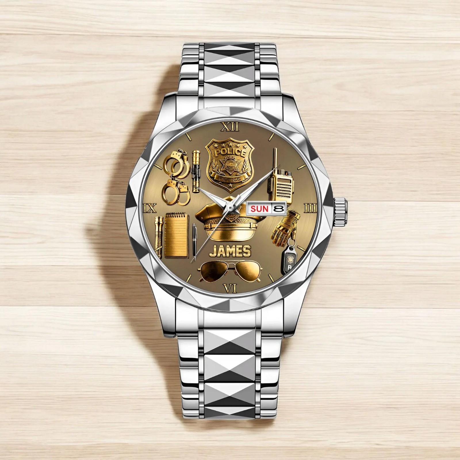 Personalized Police/ Retired Police Man Wrist Watch, Custom Cop Watch, Law Enfor