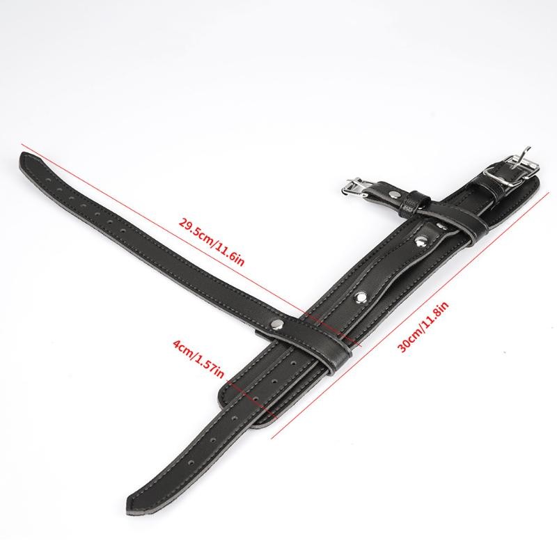 2PCS Punk Women Adjustable Black PU Leather Ankle Harness With Buckle Straps