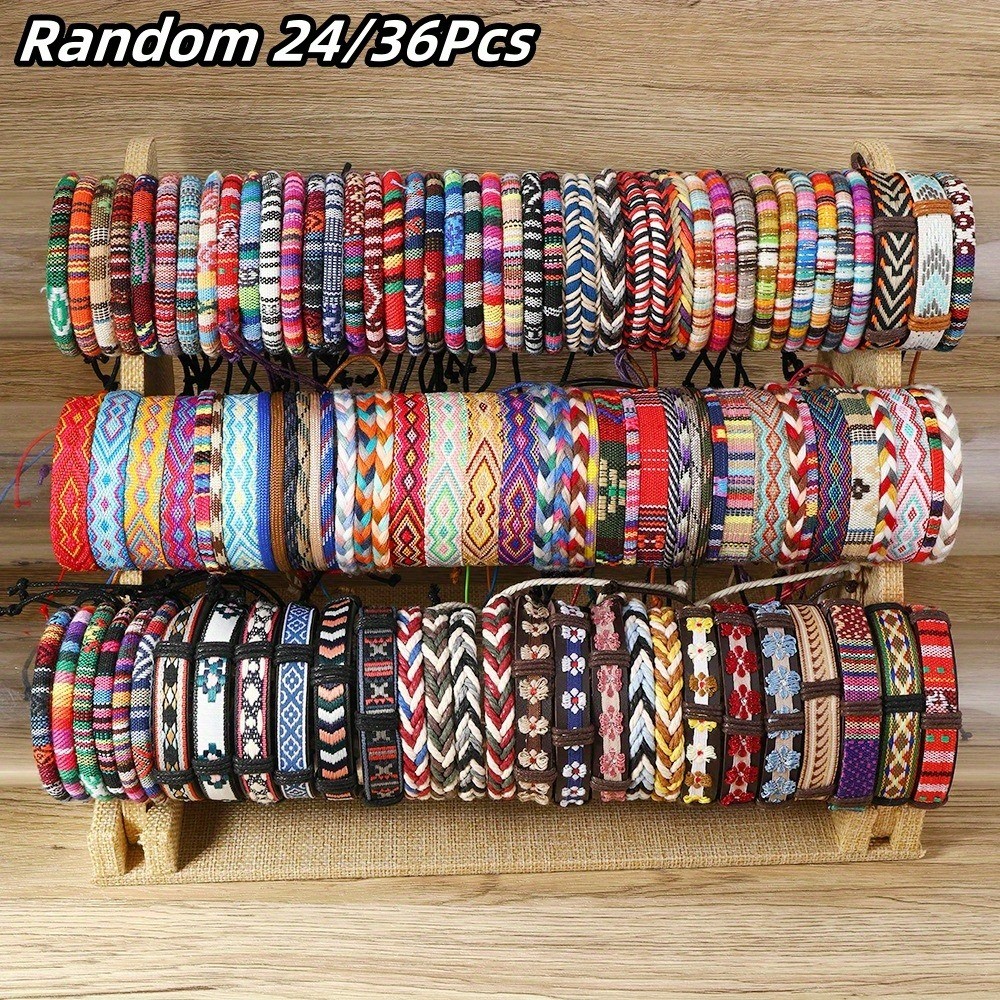 Random 24/36pcs Handmade Bracelets Wristband Tibetan Nepal Rope Boho Cuff Bangle