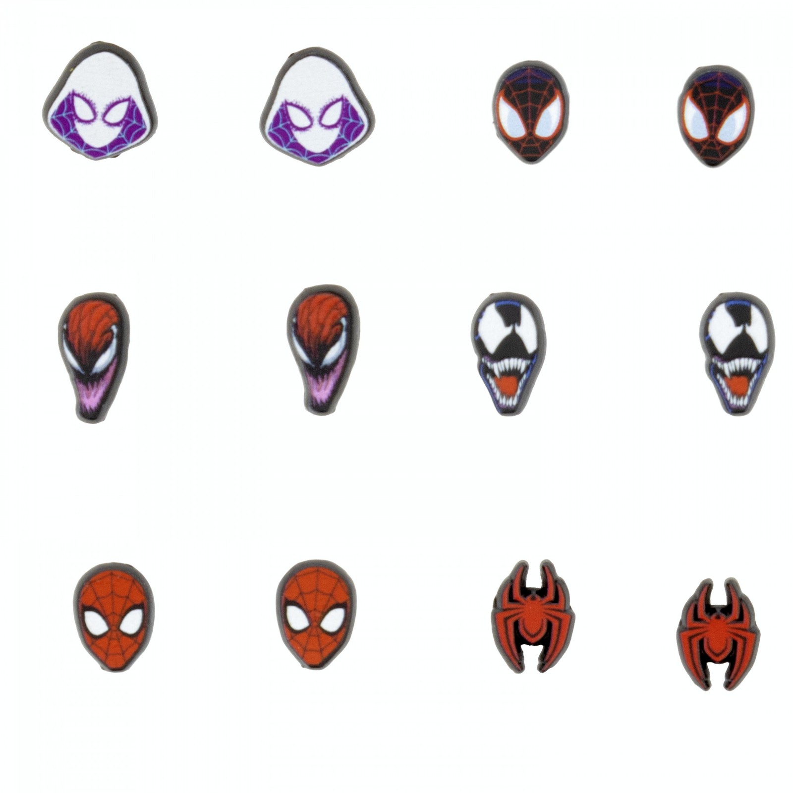 Spider-Man Spider-Verse 6 Pack Stud Earring Set Multi-Color