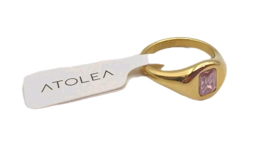 Atolea Women’s Size 5 Gold Rosé Ring With Square Shapered Stone