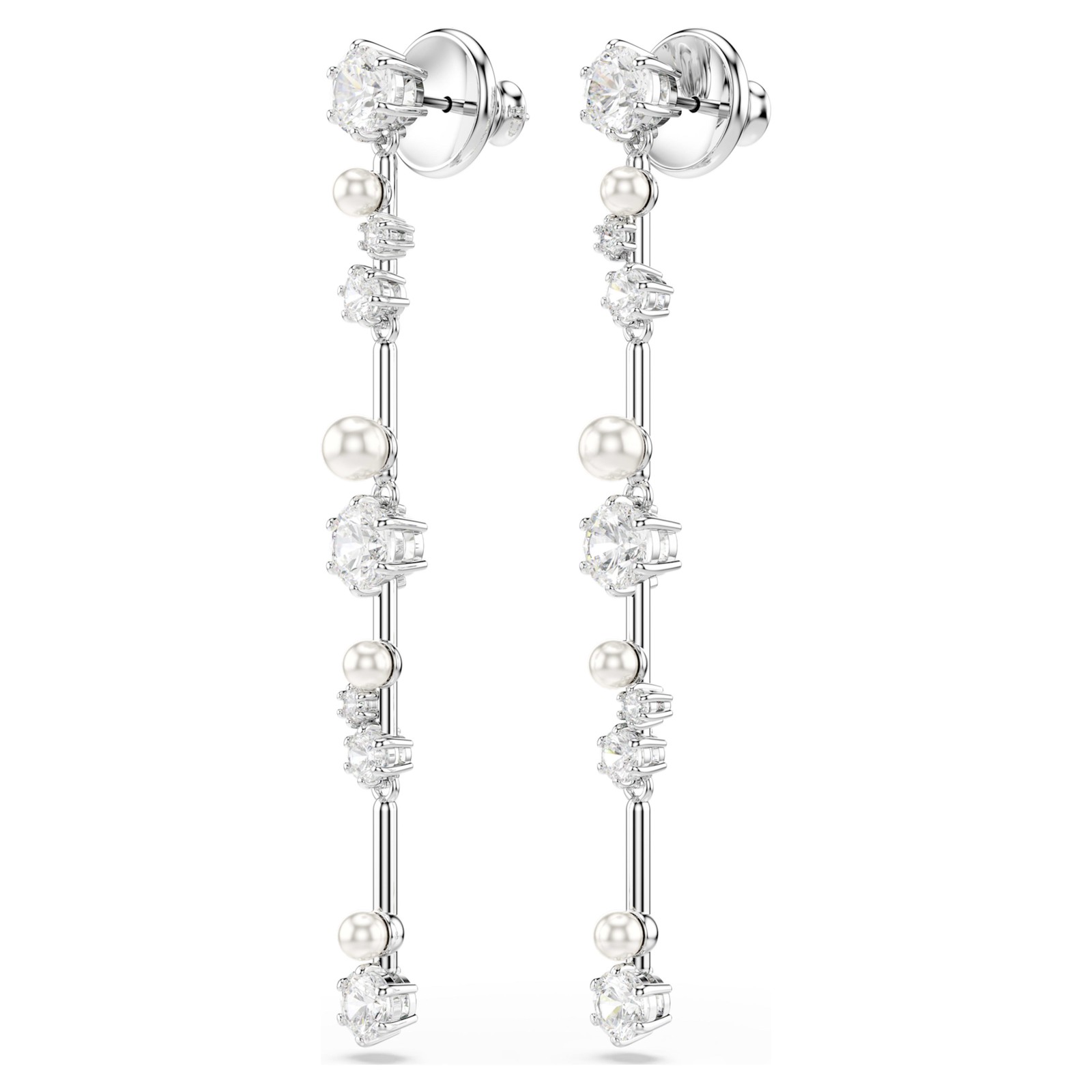Swarovski Constella Drop Earrings, Crystal Pearl, Round Cuts 5705614