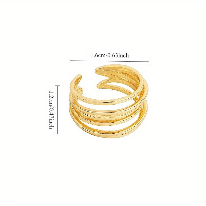 Women’s Golden Fashion Line Irregular Ring Adjustable Opening Copper Ring