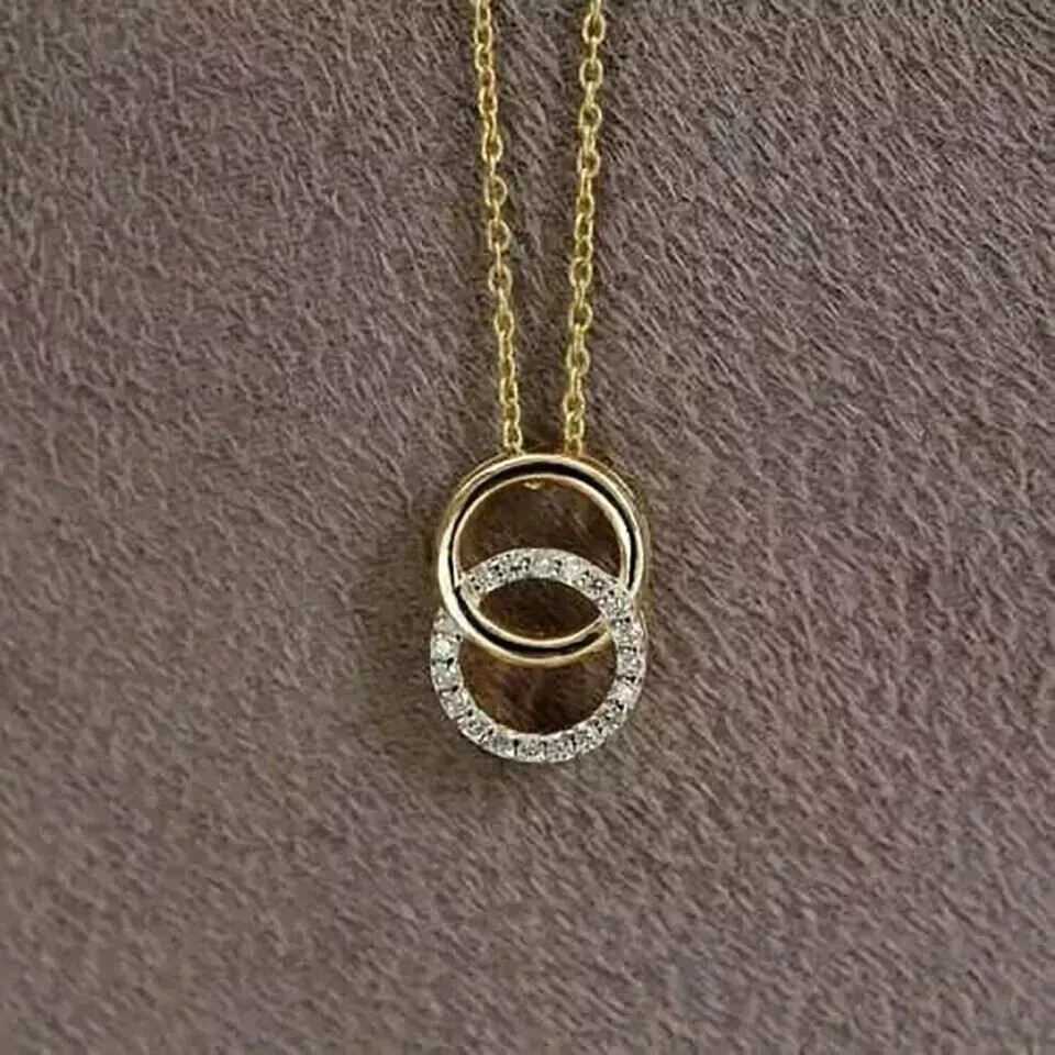 1Ct Round Cut Simulated Diamond Circle Shape Pendant In 14k Yellow Gold Plated