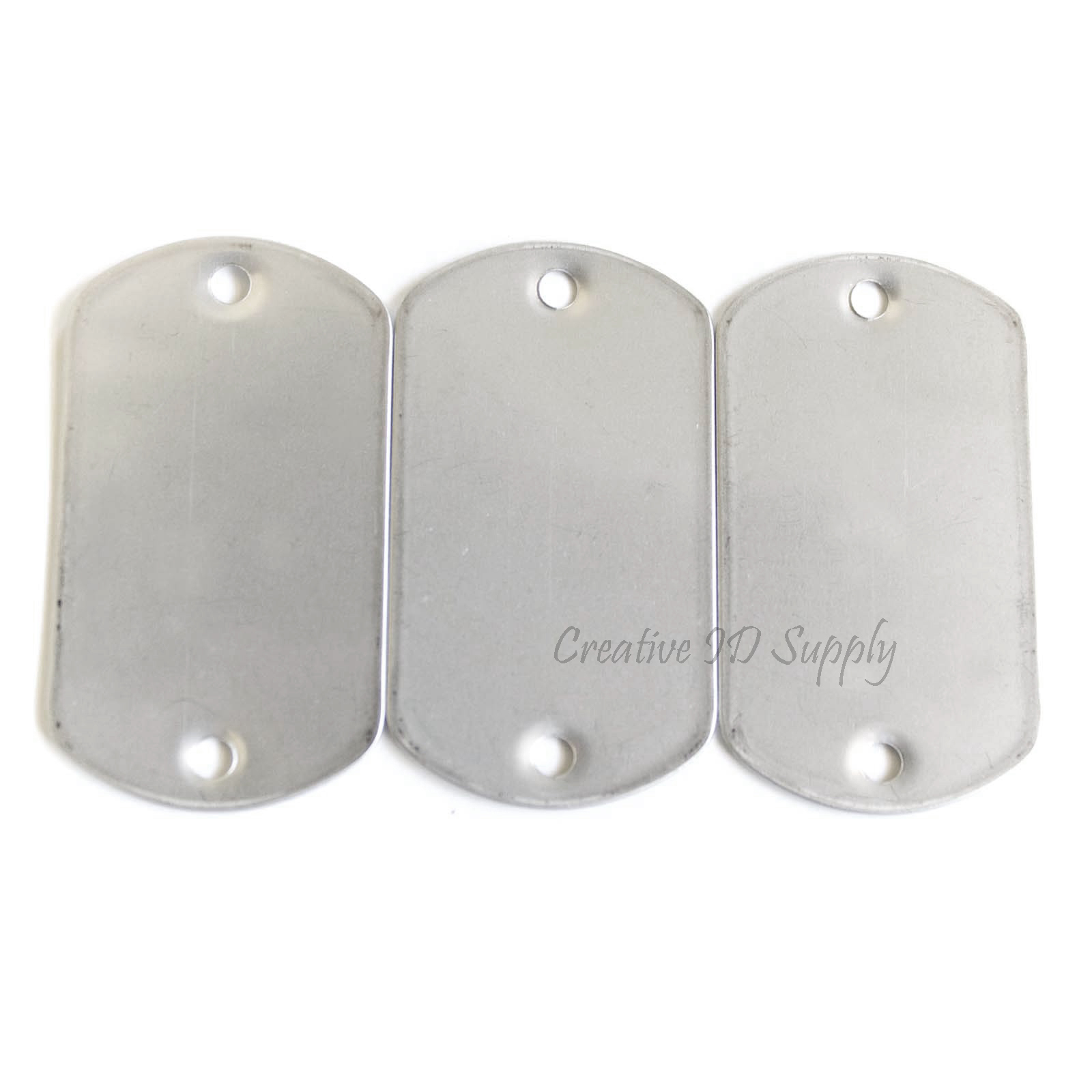 5 TWO HOLE BLANK STAINLESS STEEL DOG TAG SHINY OR MATTE MILITARY SPEC FREE SHIP