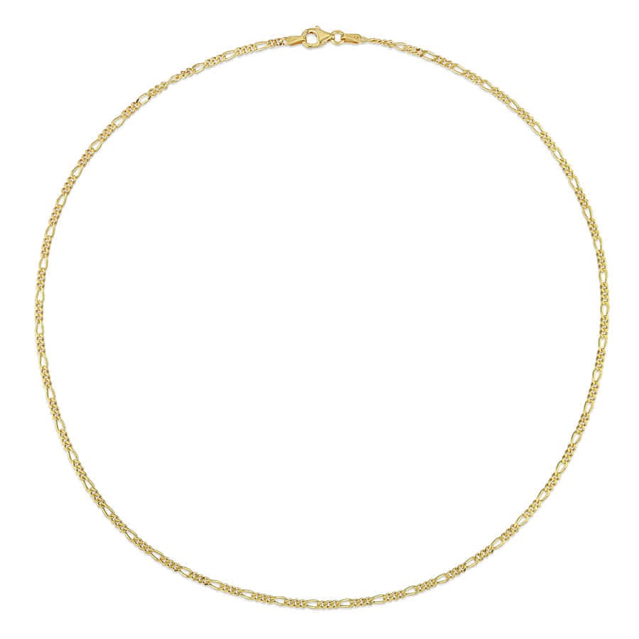 AMOUR 2.2mm Figaro Chain Necklace In Yellow Plated Sterling Silver, 18 In