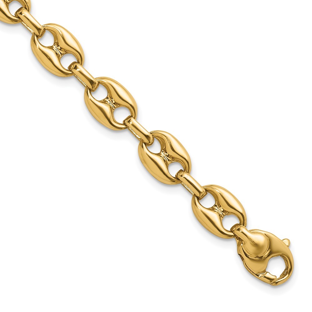 14K Yellow Gold Polished Solid 8.1mm Anchor Chain Bracelet 8.5″