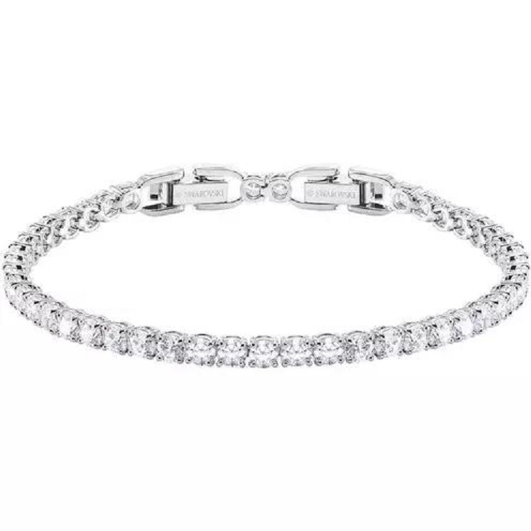 NWT Swarovski Dainty Silver Tone Bezel Clear Tennis Bracelet 5409771