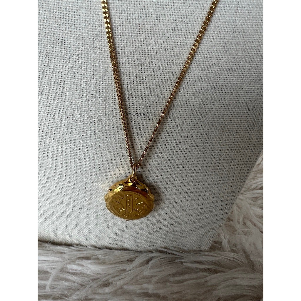 Medical Alert Necklace Emergency info Gold Caduceus Pendant Hidden Compartment