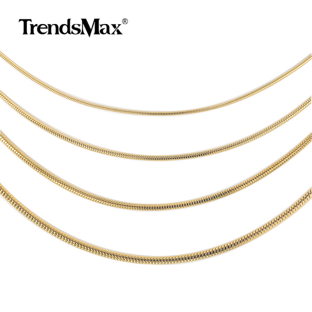 0.9mm-2.0mm Silver/Gold Plated Stainless Steel Herringbone Snake Chain Necklace