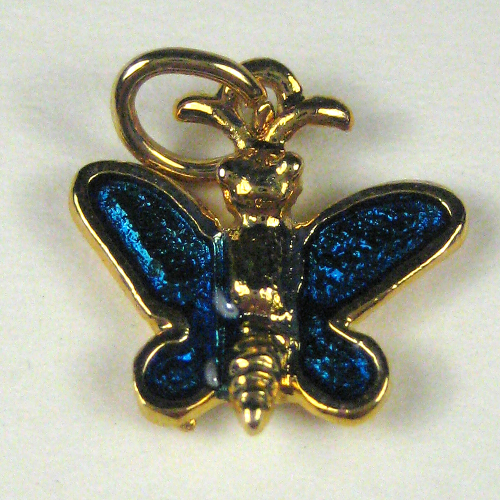 Butterfly Charm ONLY Goldtone Enamel Blue 1/2 inches