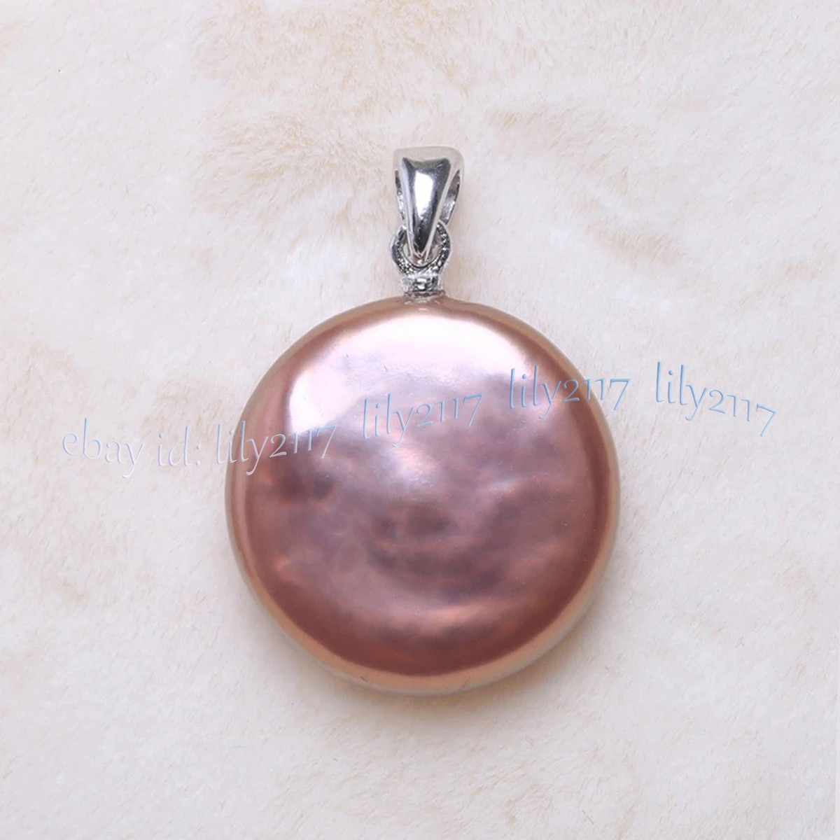 16-17mm Natural Pearl Pink Purple Freshwater Baroque Coin Pearl Pendant 14k Gold