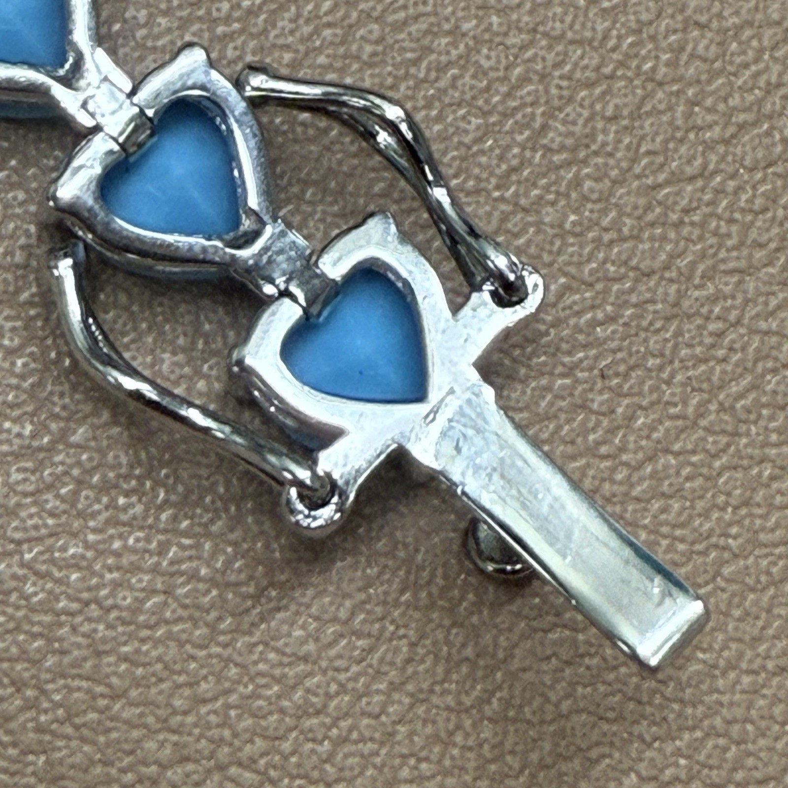 925 Sterling Silver Lab Turquoise CZ Heart Tennis Bracelet 13g 6.75” 6.7mm