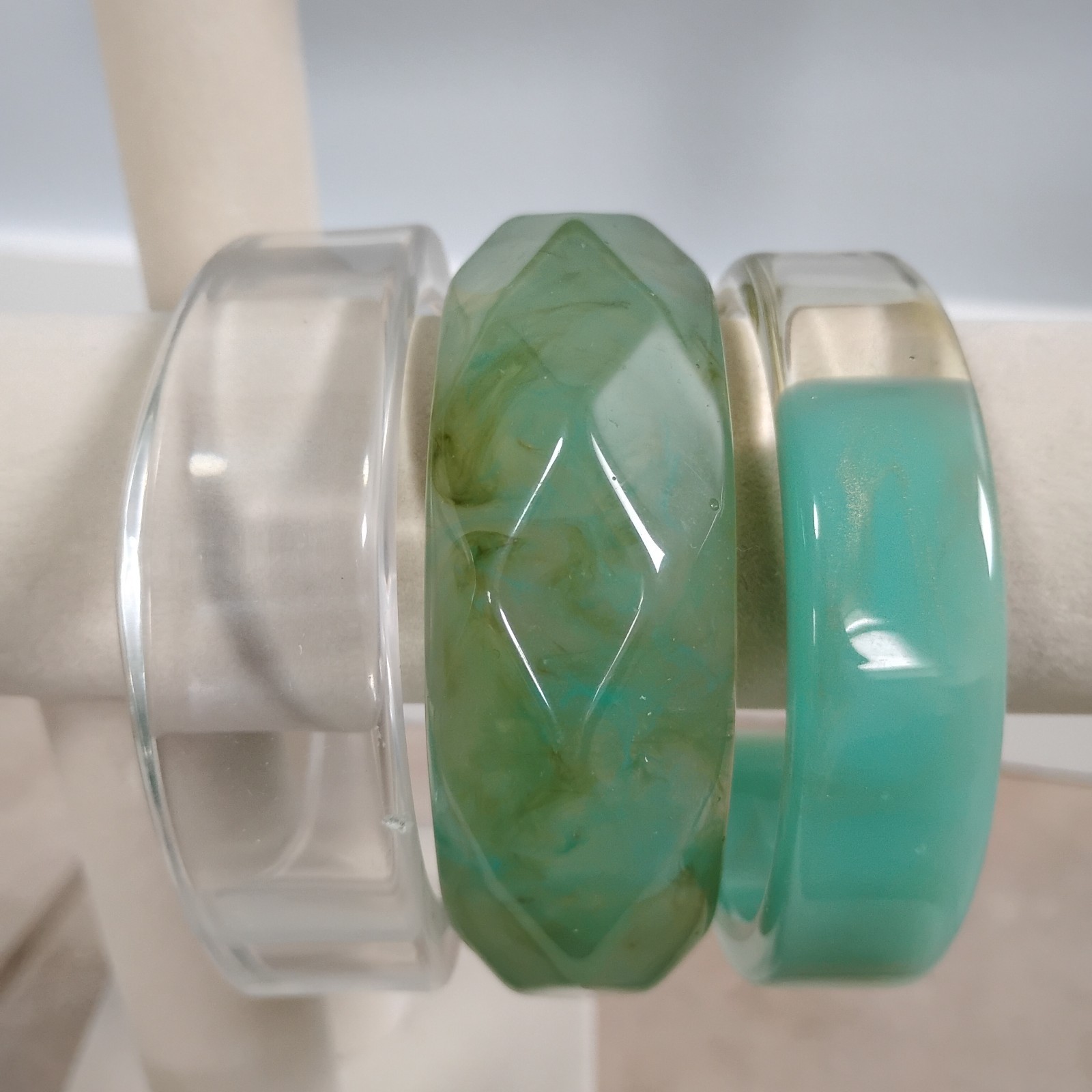Green Clear New Bangle Bracelet Lot Sz 8 Turquoise Colorblock