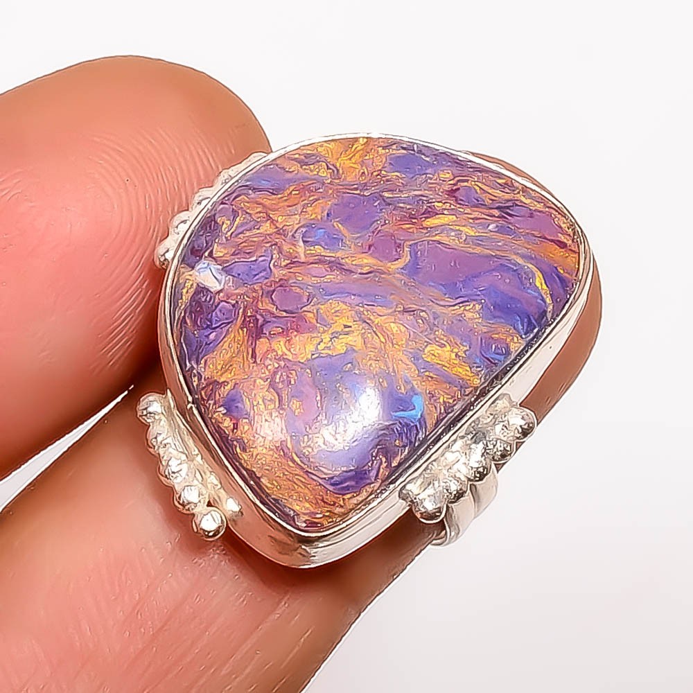 Copper Purple Turquoise Gemstone 925 Silver Plated Ring s.7.5 TR7533-24